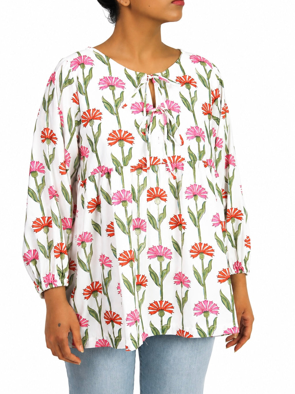 Floral Tie-Front Blouse