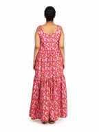 Pink Floral Tiered Maxi Dress
