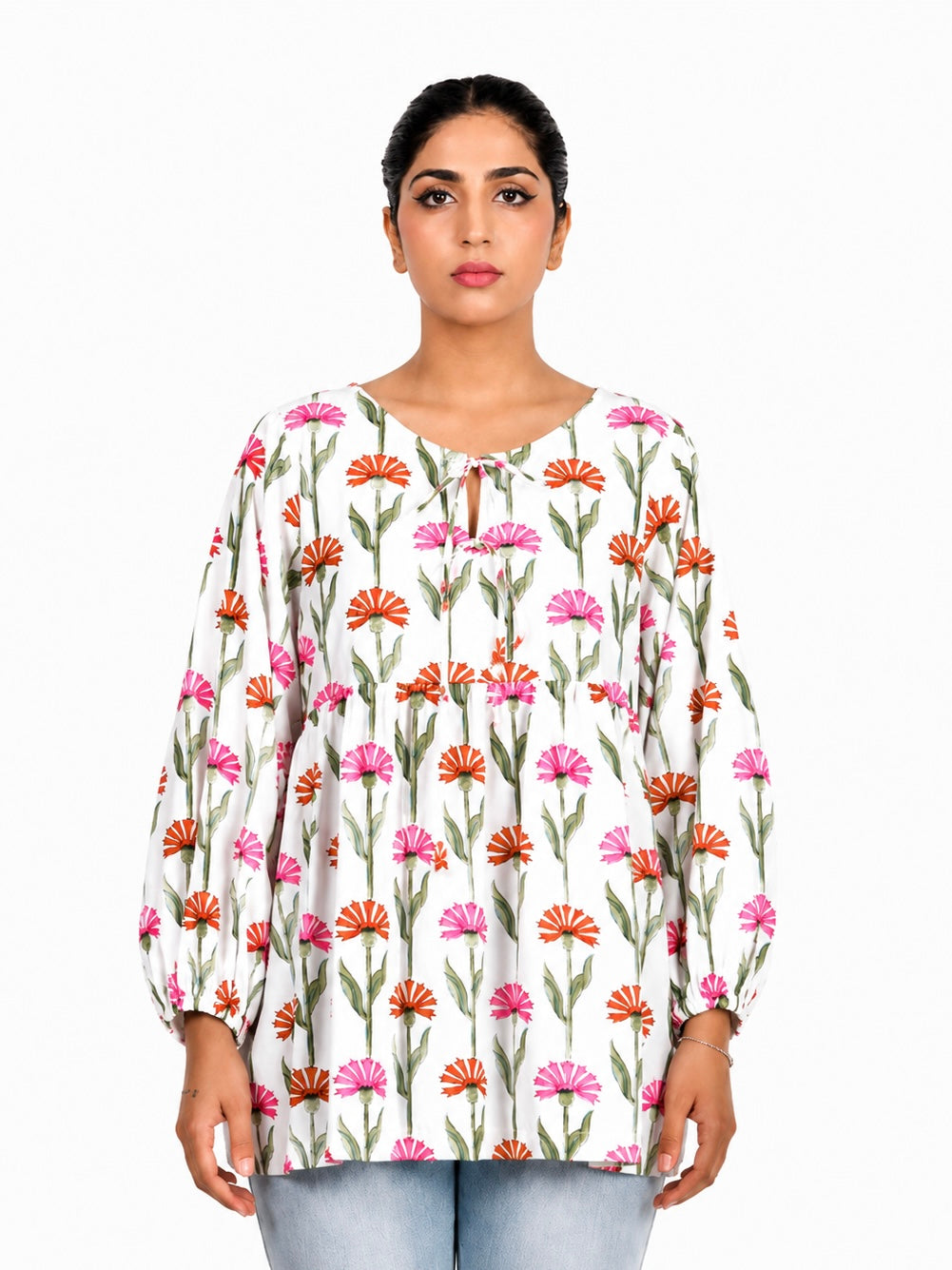 Floral Tie-Front Blouse
