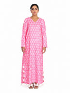 Pink Petal Print Kaftaan