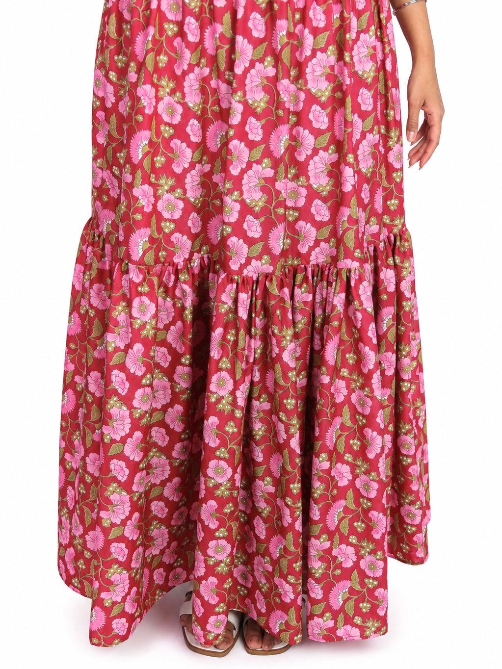 Pink Floral Tiered Maxi Dress
