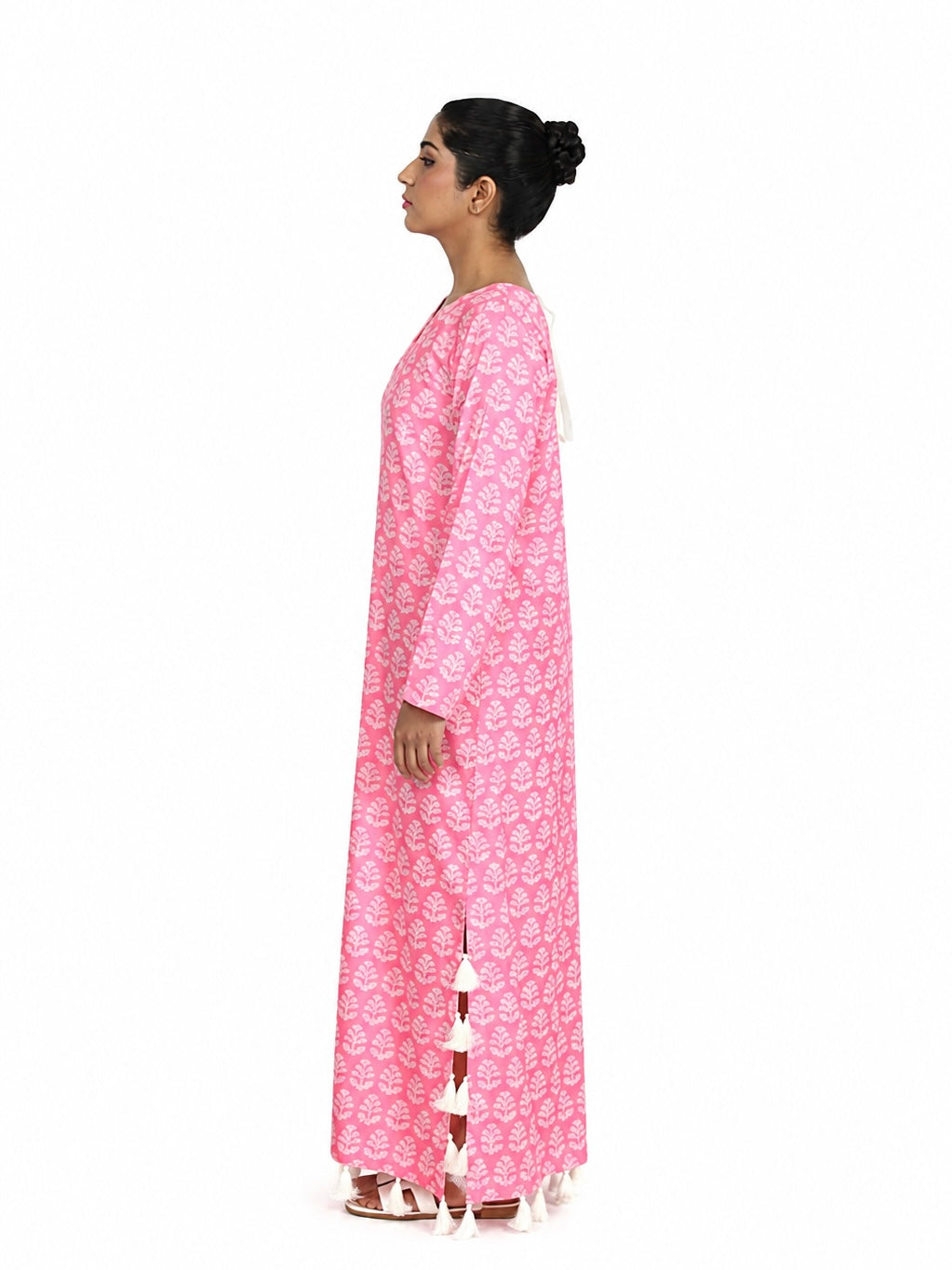 Pink Petal Print Kaftaan