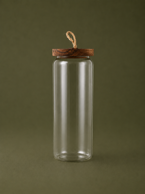 Acacia Wood Glass Storage Jar