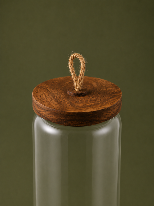 Acacia Wood Glass Storage Jar