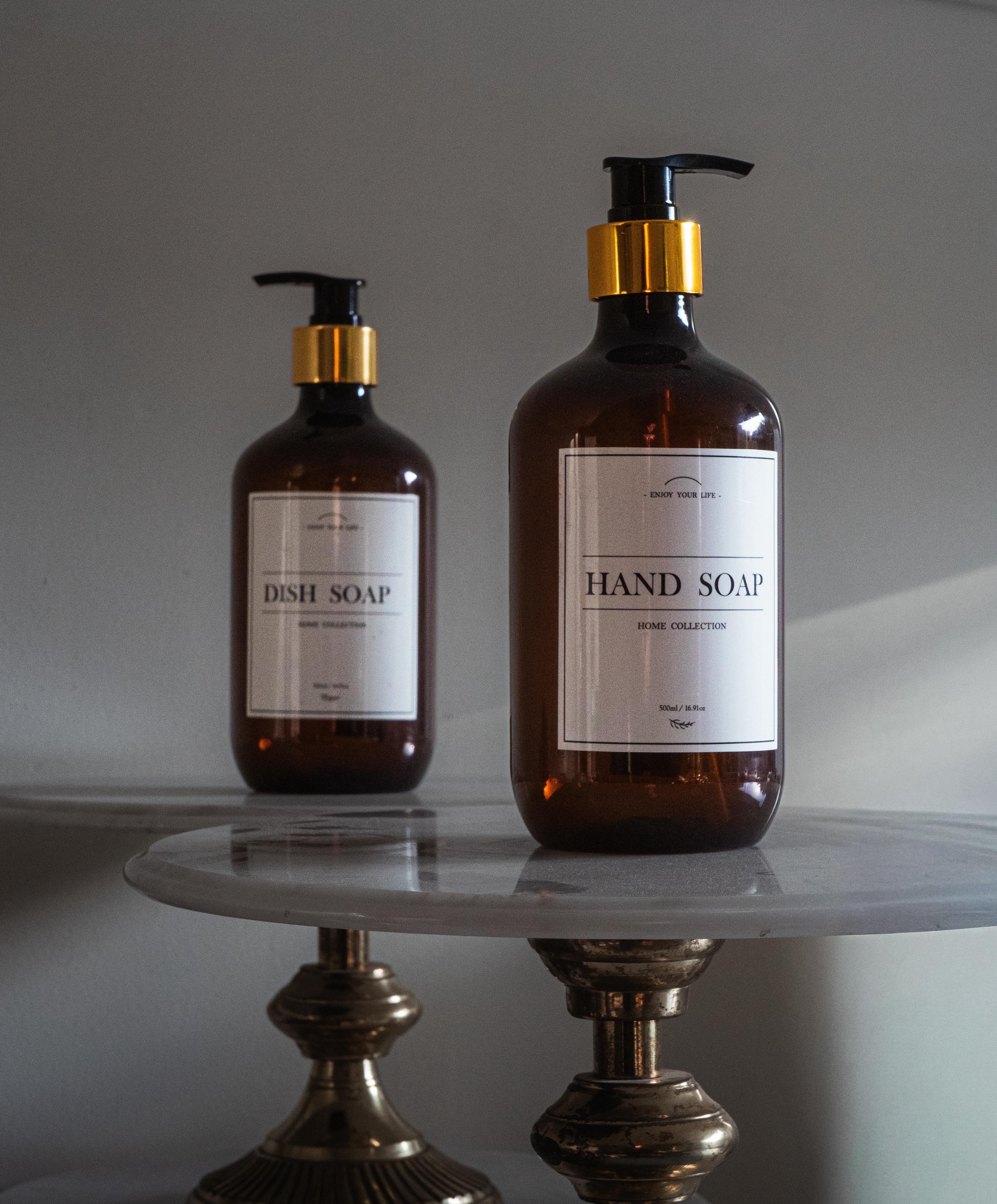 Amber Soap Dispenser Set