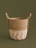 Handwoven Two Tone Round Storage Basket