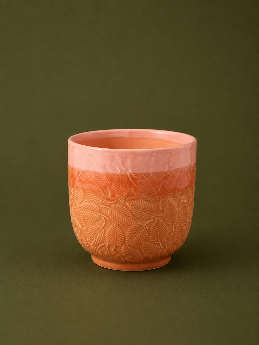 Leaf Pattern Glazed Ceramic Flower Pot