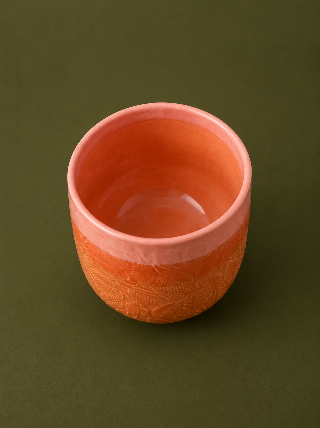 Leaf Pattern Glazed Ceramic Flower Pot