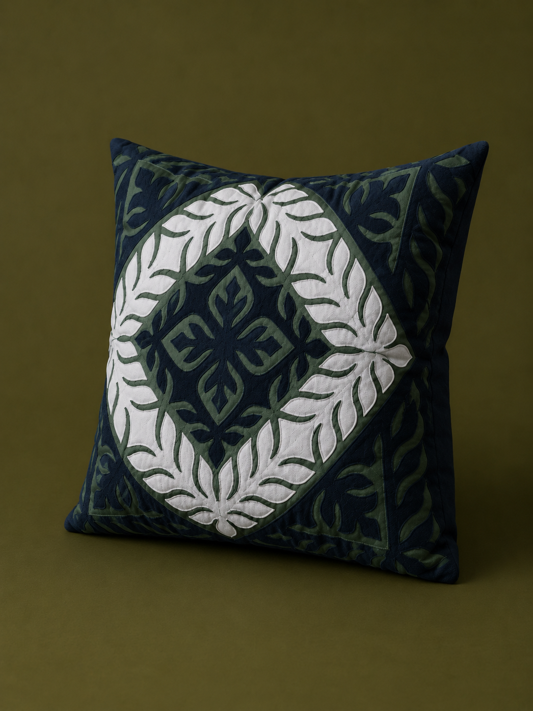 Mirwah Green Appliqué Cushion Cover